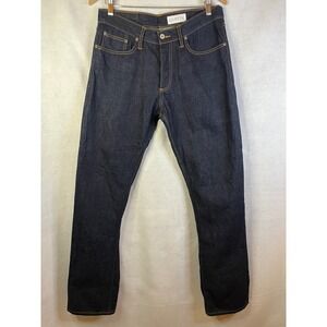 GUSTIN Raw Selvedge Denim Jeans Dark Indigo Straight Cut Button Fly USA  34 X 34